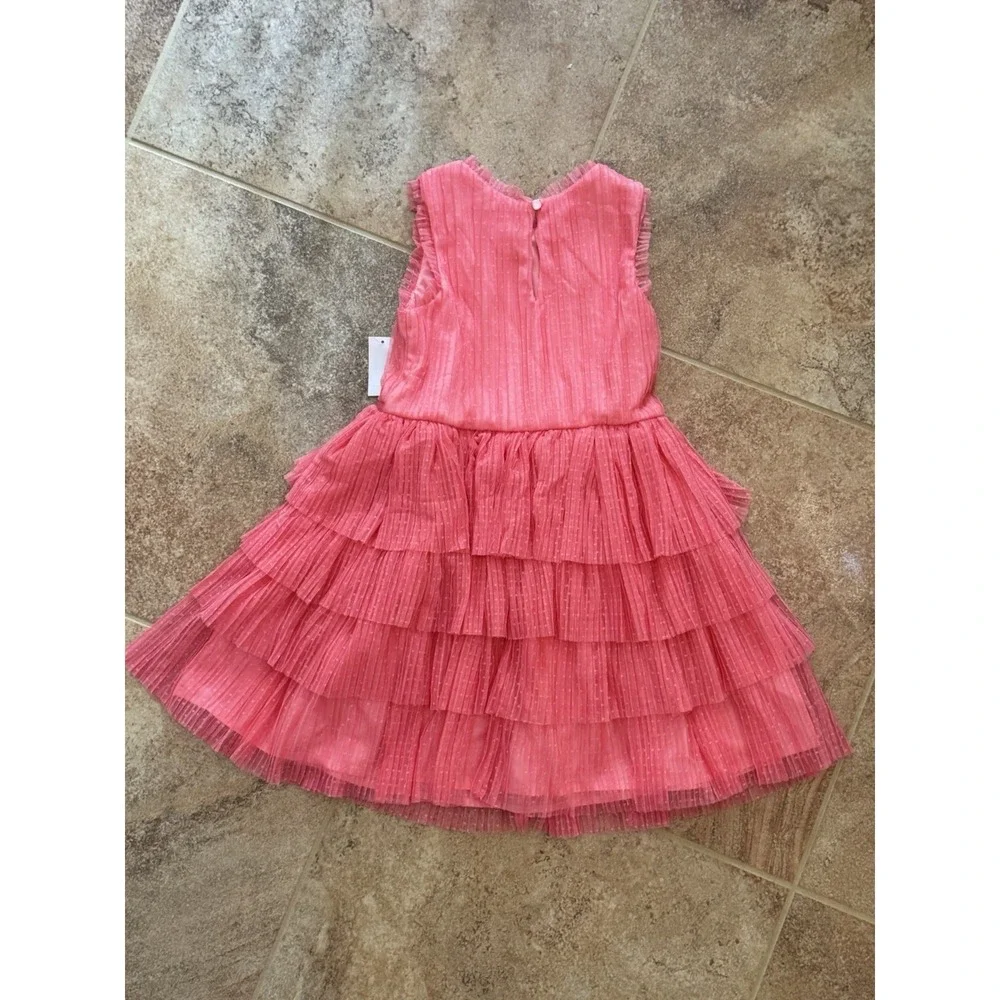NEW Zenzi Girls Sleeveless Tiered Ruffle Tulle Dress Watermelon Size S (6/7) NWT